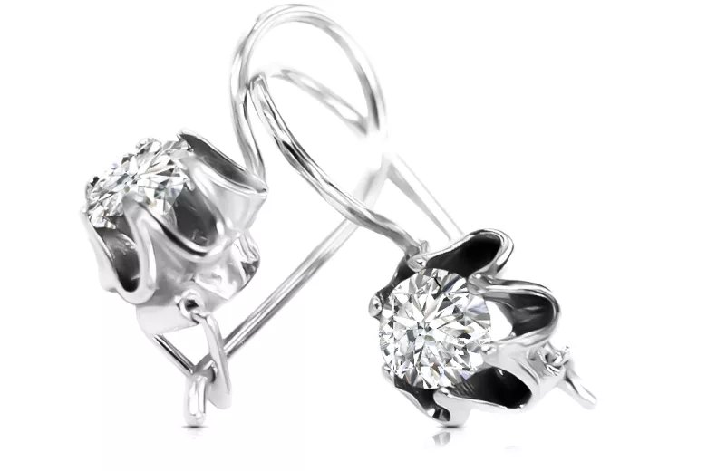 Argent sterling 925 925 Zircon des boucles d'oreilles vec013s Russe Soviétique URSS Bijoux vintage Art Deco style